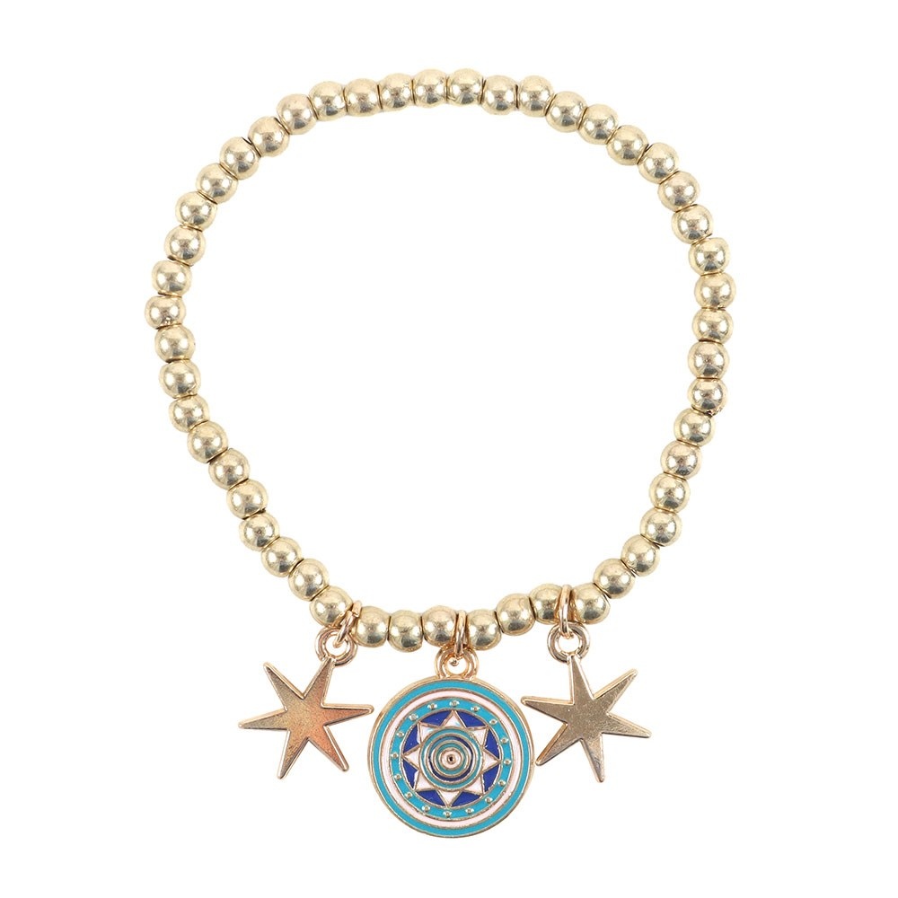 Something Different - All Seeing Eye Beaded Charm Armband - Blau
